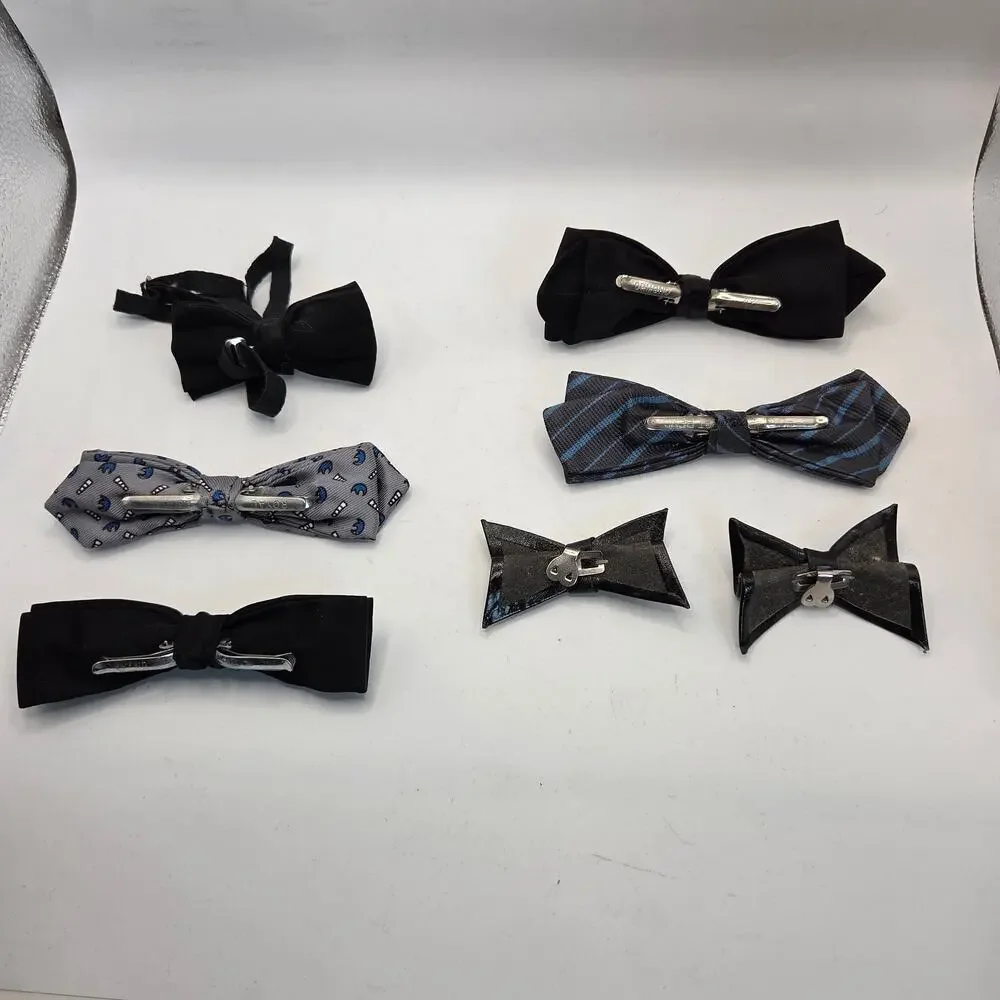 Vintage 1950s–70s Boys Clip-On Bow Tie Lot of 7 Royal Ormond Beau Clip